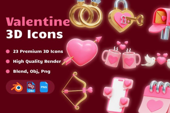 Download Valentine 3D Icons Set - Premium Bundle