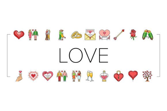Download Love Heart Valentine Romantic Icons Set - Premium Resources