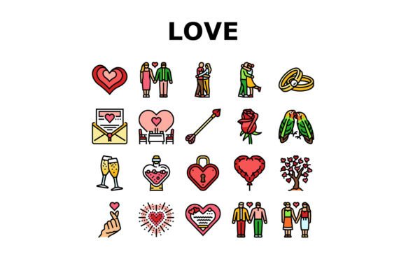 Download Love Heart Valentine Romantic Icons Set - Premium Resources